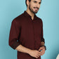 Indian Needle Men's Woven Design Casual Shirt - Maroon | Swadesiicart