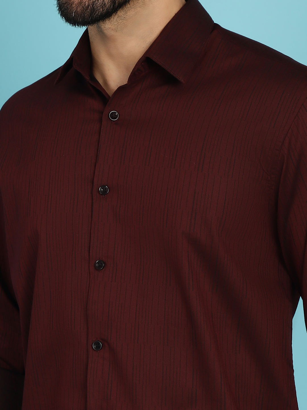 Indian Needle Men's Woven Design Casual Shirt - Maroon | Swadesiicart