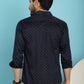 Indian Needle Men's Printed Casual Shirt - Navy Blue | Swadesiicart