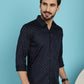 Indian Needle Men's Printed Casual Shirt - Navy Blue | Swadesiicart