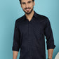 Indian Needle Men's Printed Casual Shirt - Navy Blue | Swadesiicart