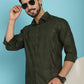 Indian Needle Men's Olive Green Checked Casual Shirt - Olive | Swadesiicart
