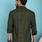 Indian Needle Men's Olive Green Checked Casual Shirt - Olive | Swadesiicart