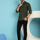 Indian Needle Men's Olive Green Checked Casual Shirt - Olive | Swadesiicart