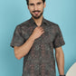 Indian Needle Men's Dark-Grey Printed Casual Shirt - Dark-Grey | Swadesiicart