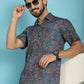 Indian Needle Men's Grey Printed Casual Shirt - Grey | Swadesiicart