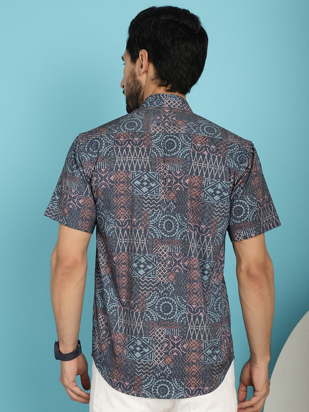 Indian Needle Men's Grey Printed Casual Shirt - Grey | Swadesiicart