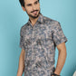 Indian Needle Men's Pejali Printed Casual Shirt - Blue | Swadesiicart