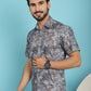 Indian Needle Men's Pejali Printed Casual Shirt - Brown | Swadesiicart