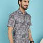 Indian Needle Men's Pejali Printed Casual Shirt - Brown | Swadesiicart