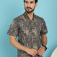 Indian Needle Men's Printed Casual Shirt - Brown | Swadesiicart