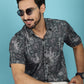 Indian Needle Men's Printed Casual Shirt - Charcoal | Swadesiicart