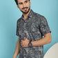 Indian Needle Men's Printed Casual Shirt - Charcoal | Swadesiicart