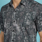 Indian Needle Men's Printed Casual Shirt - Charcoal | Swadesiicart