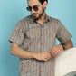 Indian Needle Men's Floral Printed Casual Shirt - Beige | Swadesiicart