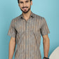 Indian Needle Men's Floral Printed Casual Shirt - Beige | Swadesiicart