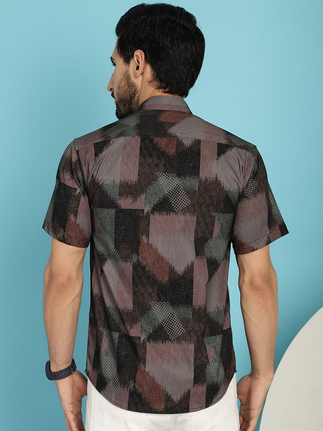 Indian Needle Men's Floral Printed Casual Shirt - Brown | Swadesiicart