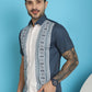 Indian Needle Men's Printed Half Sleeve Lycra Shirt - Charcoal | Swadesiicart