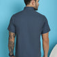 Indian Needle Men's Printed Half Sleeve Lycra Shirt - Charcoal | Swadesiicart