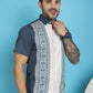 Indian Needle Men's Printed Half Sleeve Lycra Shirt - Charcoal | Swadesiicart