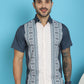 Indian Needle Men's Printed Half Sleeve Lycra Shirt - Charcoal | Swadesiicart