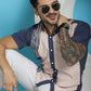 Indian Needle Men's Printed Half Sleeve Lycra Shirt - Cream | Swadesiicart