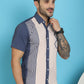 Indian Needle Men's Printed Half Sleeve Lycra Shirt - Cream | Swadesiicart
