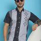 Indian Needle Men's Printed Half Sleeve Lycra Shirt - Grey | Swadesiicart