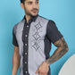 Indian Needle Men's Printed Half Sleeve Lycra Shirt - Grey | Swadesiicart