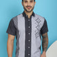 Indian Needle Men's Printed Half Sleeve Lycra Shirt - Grey | Swadesiicart
