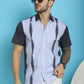 Indian Needle Men's Printed Half Sleeve Lycra Shirt - Sky Blue | Swadesiicart