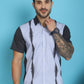 Indian Needle Men's Printed Half Sleeve Lycra Shirt - Sky Blue | Swadesiicart