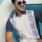 Indian Needle Men's Printed Half Sleeve Lycra Shirt - White | Swadesiicart
