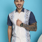 Indian Needle Men's Printed Half Sleeve Lycra Shirt - White | Swadesiicart