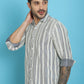 Indian Needle Men's Woven Design Cotton Shirt - Blue | Swadesiicart
