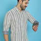 Indian Needle Men's Woven Design Cotton Shirt - Blue | Swadesiicart