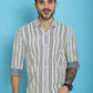 Indian Needle Men's Woven Design Cotton Shirt - Blue | Swadesiicart