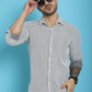 Indian Needle Men's Woven Design Cotton Shirt - White | Swadesiicart