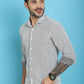 Indian Needle Men's Woven Design Cotton Shirt - White | Swadesiicart