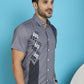 Indian Needle Men's Printed Half Sleeve Lycra Shirt - Grey | Swadesiicart