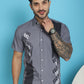 Indian Needle Men's Printed Half Sleeve Lycra Shirt - Grey | Swadesiicart