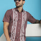 Indian Needle Men's Printed Half Sleeve Lycra Shirt - Magenta | Swadesiicart