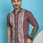 Indian Needle Men's Printed Half Sleeve Lycra Shirt - Magenta | Swadesiicart