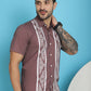 Indian Needle Men's Printed Half Sleeve Lycra Shirt - Magenta | Swadesiicart