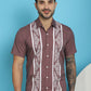 Indian Needle Men's Printed Half Sleeve Lycra Shirt - Magenta | Swadesiicart
