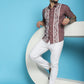 Indian Needle Men's Printed Half Sleeve Lycra Shirt - Magenta | Swadesiicart