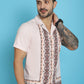 Indian Needle Men's Printed Half Sleeve Lycra Shirt - Pink | Swadesiicart