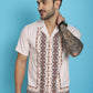 Indian Needle Men's Printed Half Sleeve Lycra Shirt - Pink | Swadesiicart
