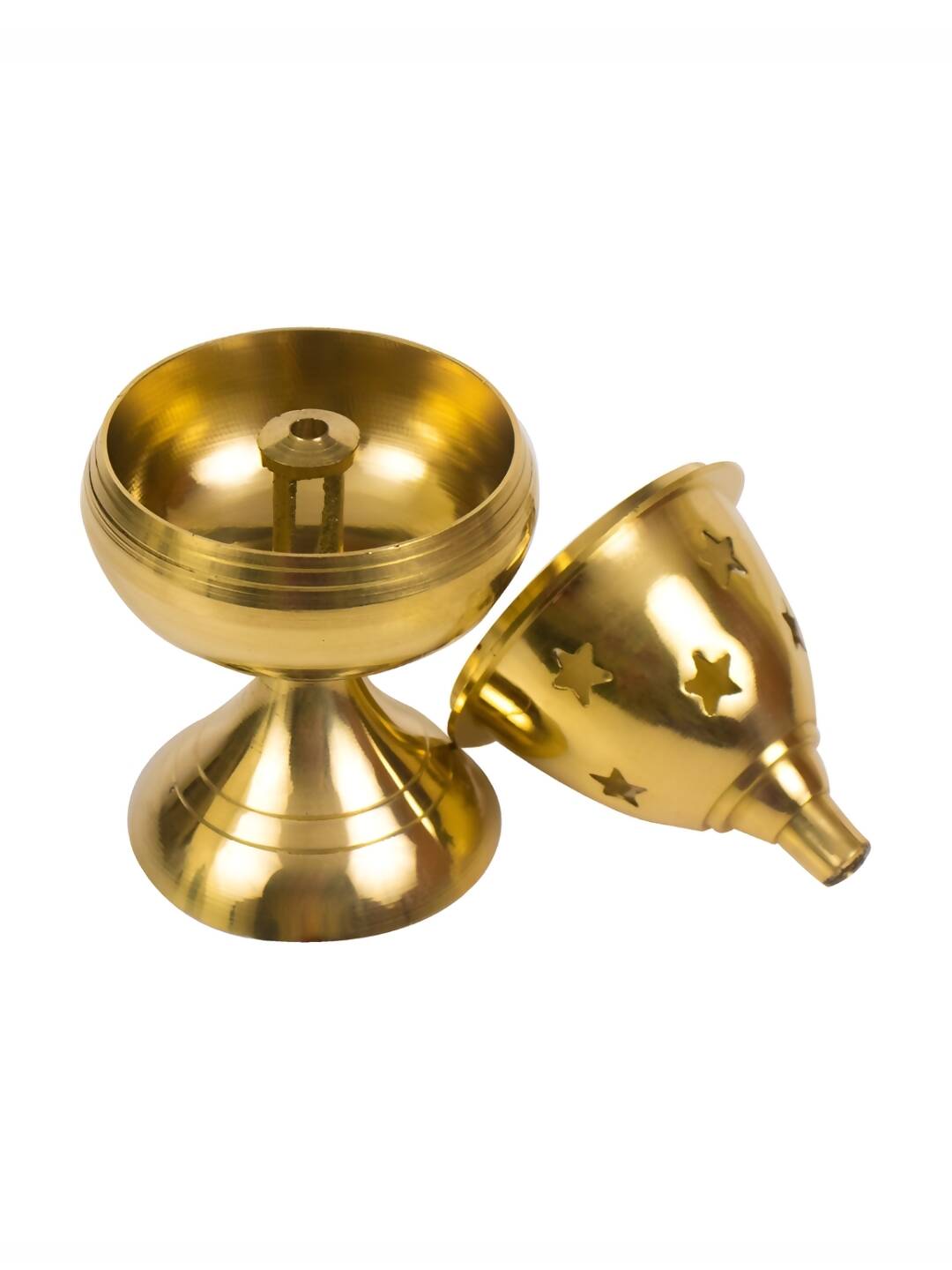 Spillbox Gold-Toned Brass Akhand Diya With Stand Pooja Essential | Swadesiicart