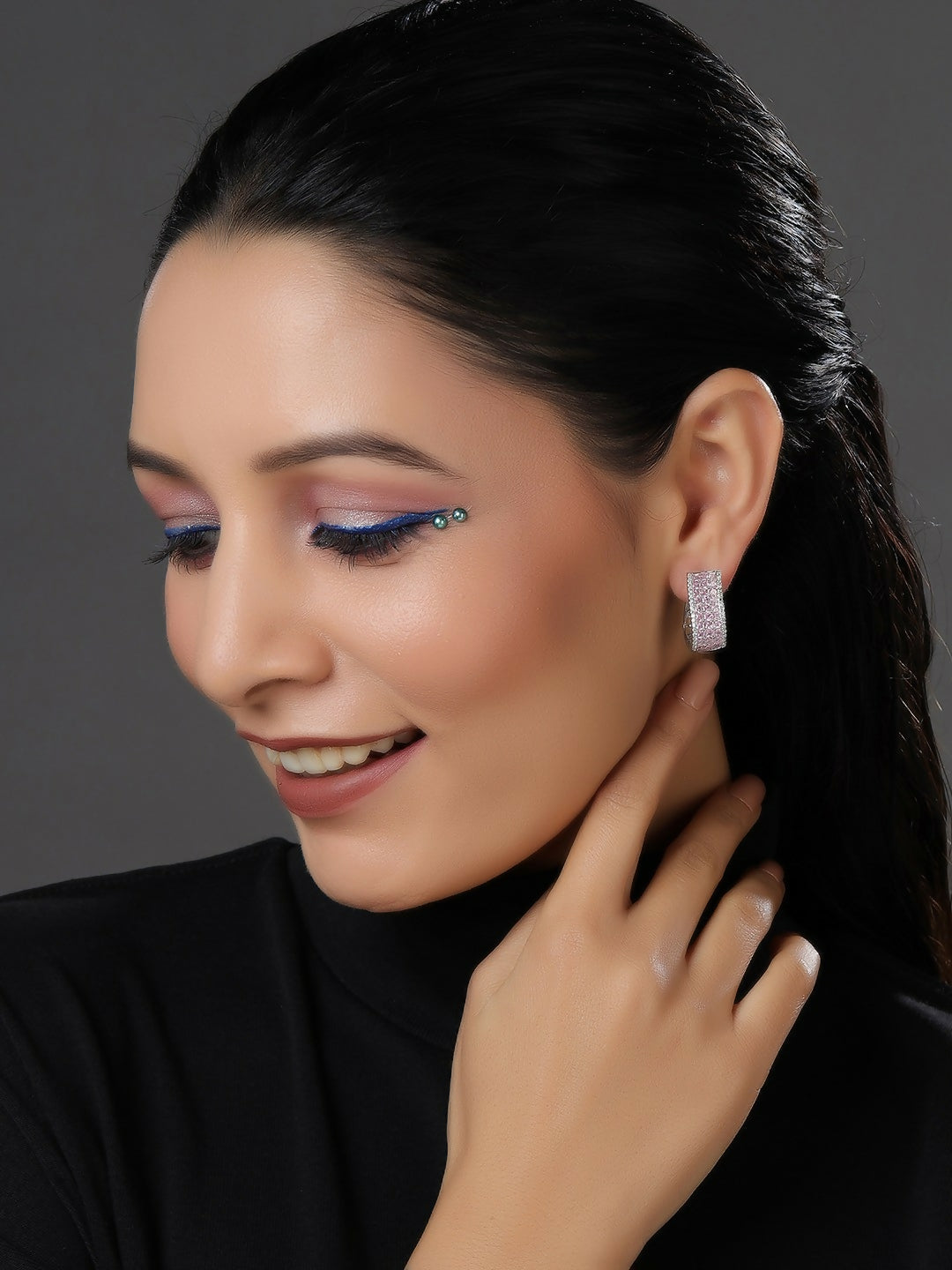 Pink Hoops Earrings- Ruby Raang | Swadesiicart
